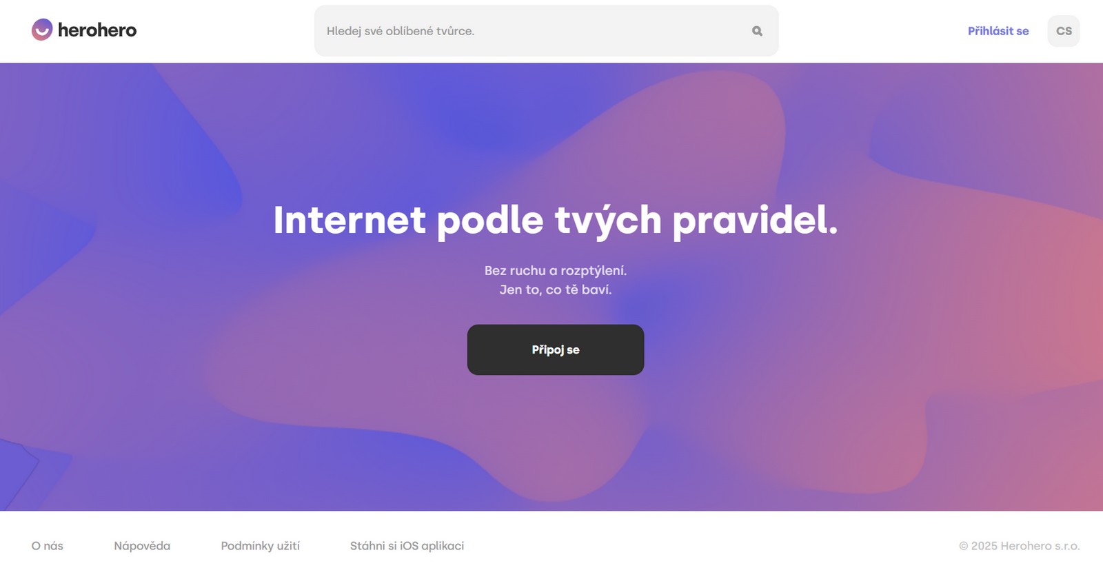 Úvodní stránka platformy Herohero
