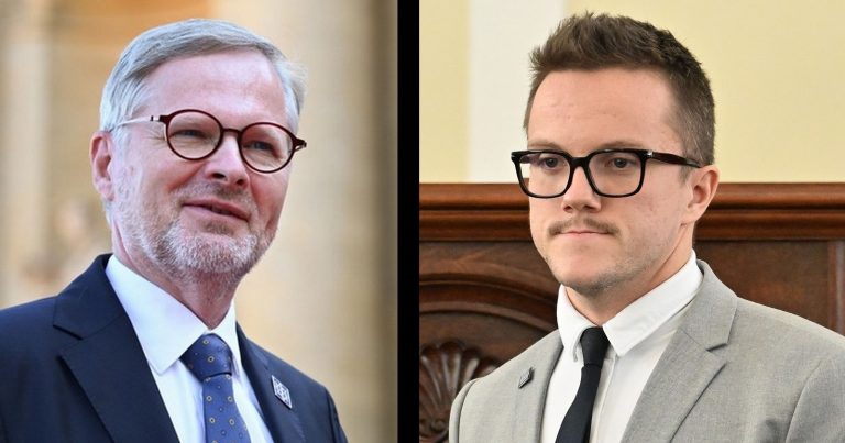 Předseda ODS a tchán Petr Fiala a předseda Mladé ODS a zeť Michal Chládek - koláž Deníku TO