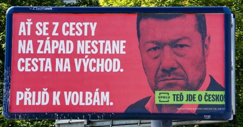 Předvolební billboard koalice SPOLU